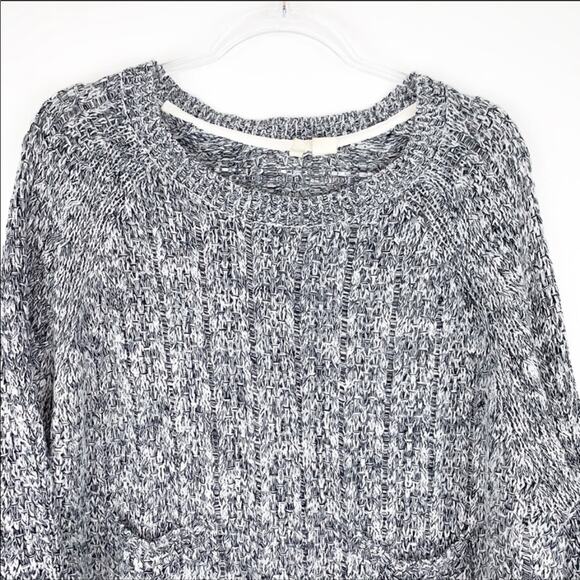 ANTHROPOLOGIE MOTH Grey Black White Marled Swing Pocket Pullover Sweater Medium - Picture 4 of 8